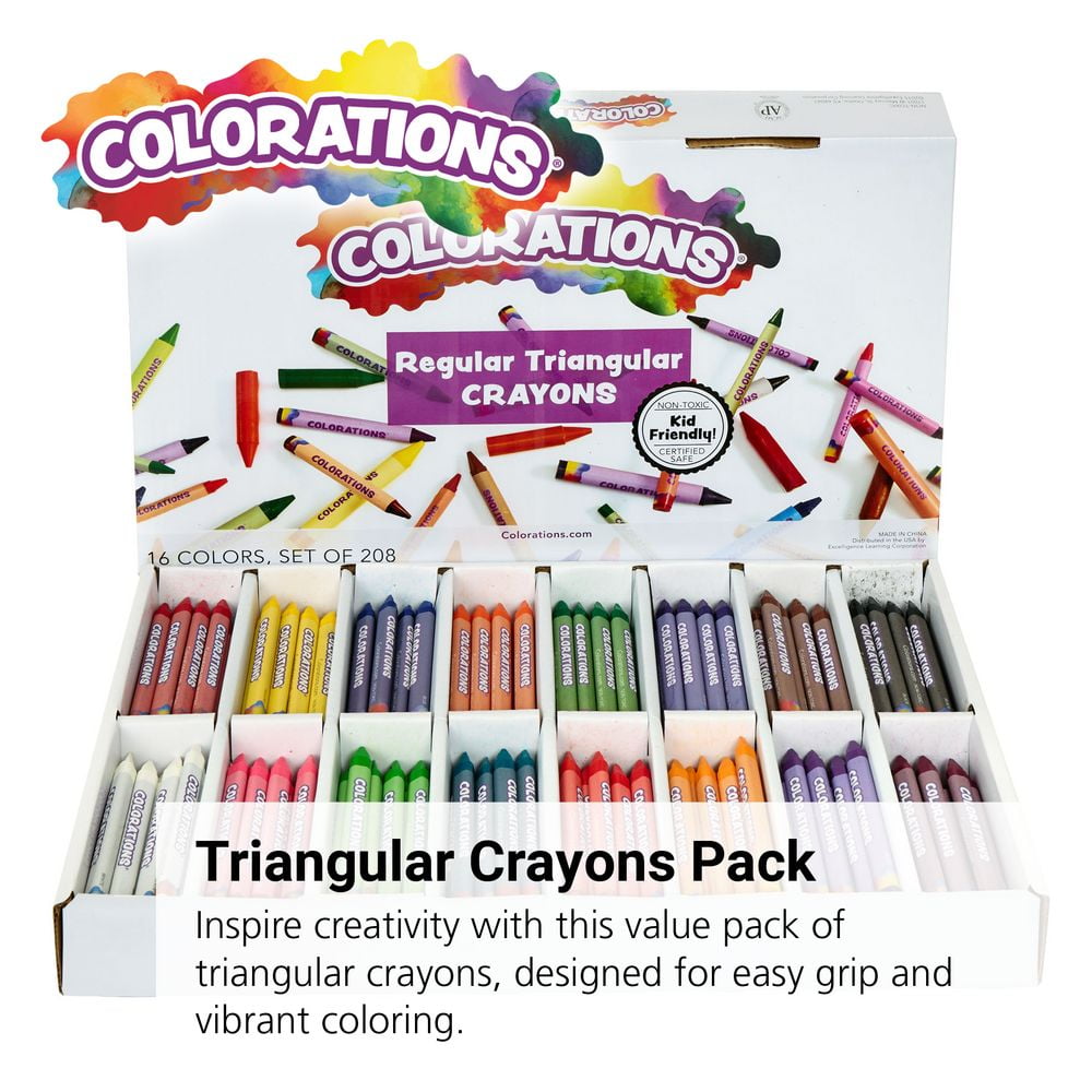 Colorations Regular Size Triangular Crayons Value Pack - Set of 208