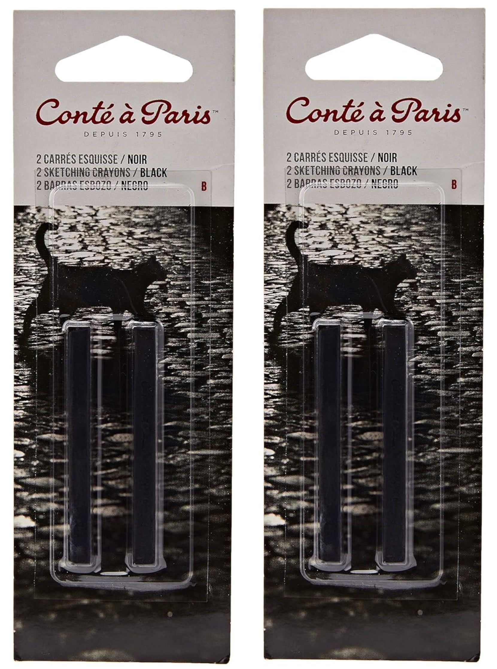 2-pack - Conte à Paris "B" 2 Count Sketching Crayons, Black