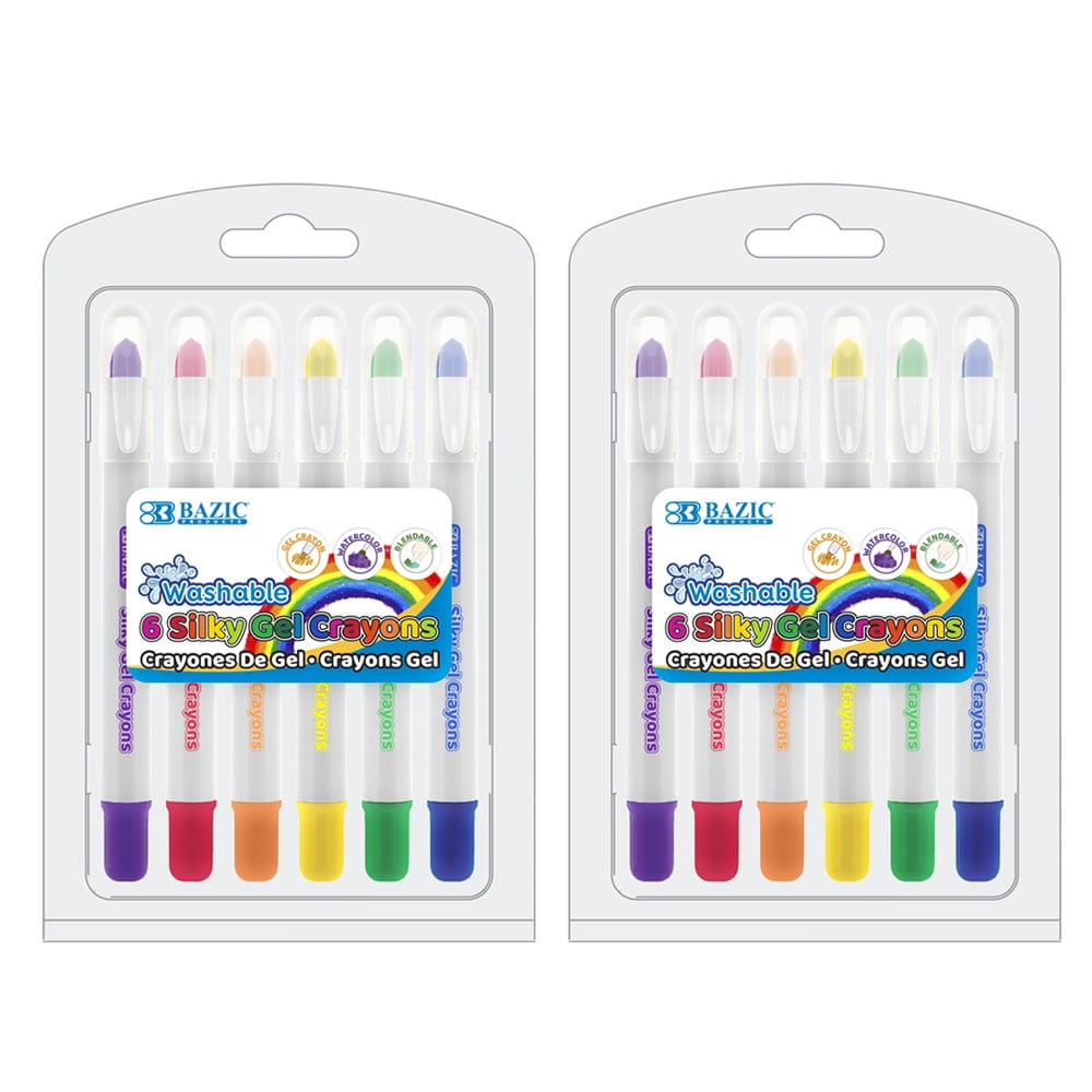12 PC Silky Gel Crayons Twistable Non Toxic Washable Watercolor Coloring Crayon