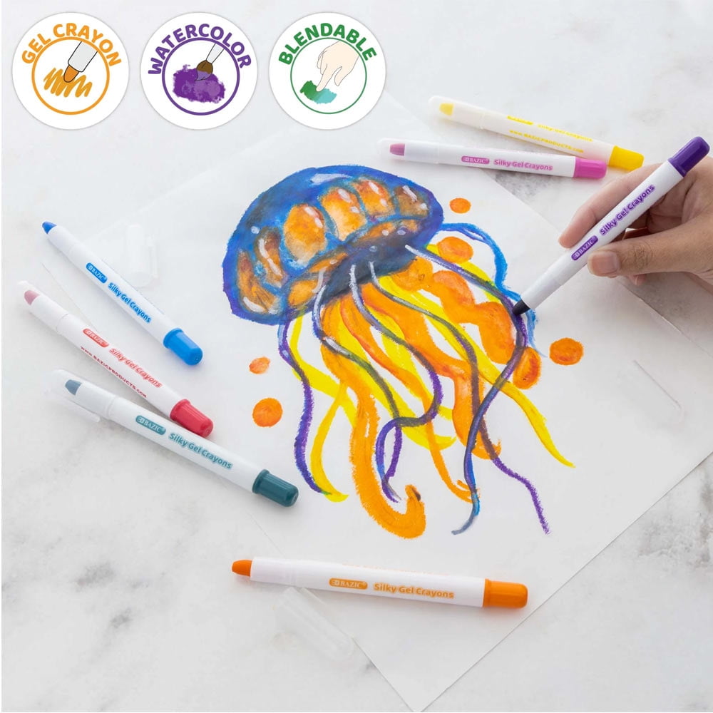 12 PC Silky Gel Crayons Twistable Non Toxic Washable Watercolor Coloring Crayon