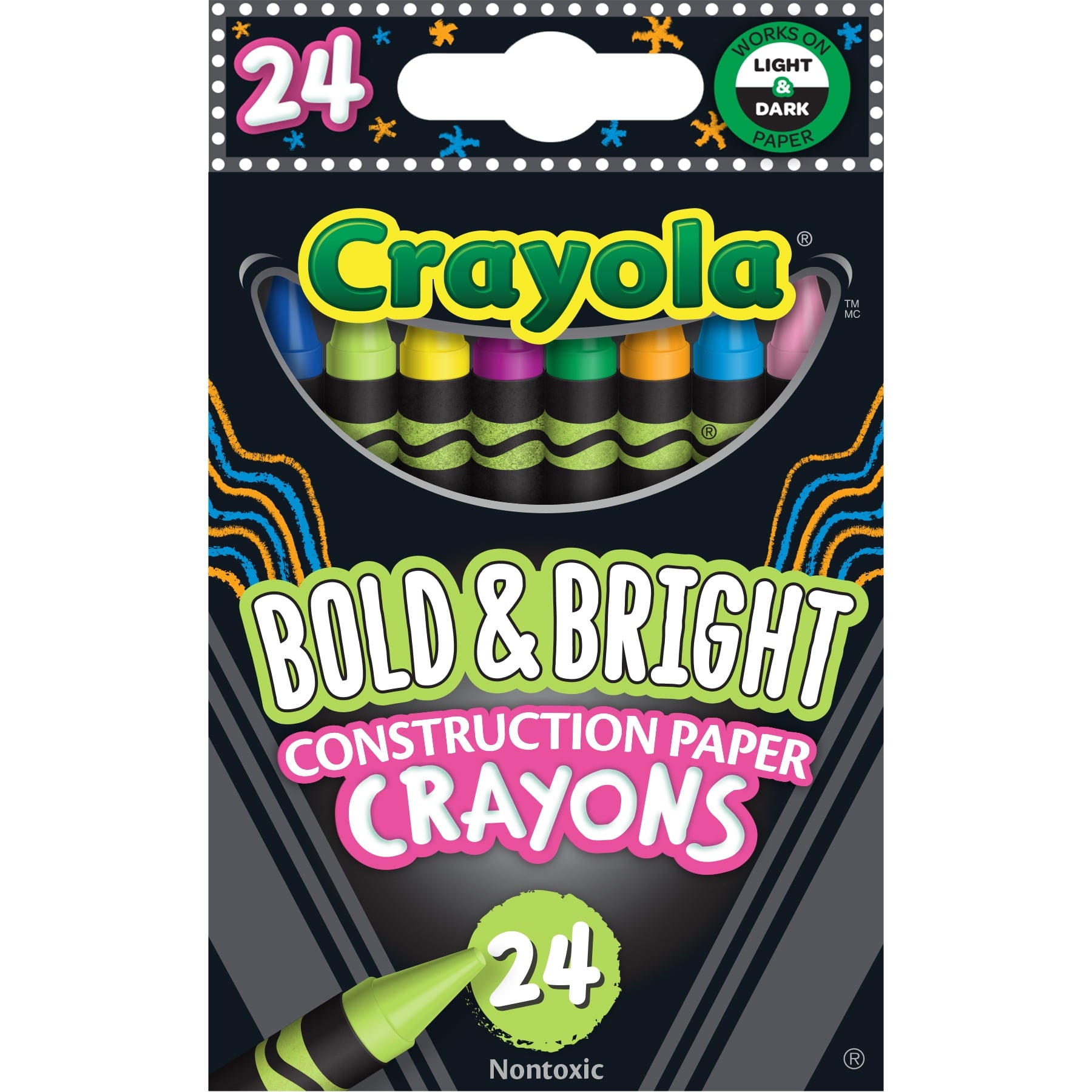 Crayola Bold & Bright Construction Paper Crayons, 24 Per Pack, 6 Packs
