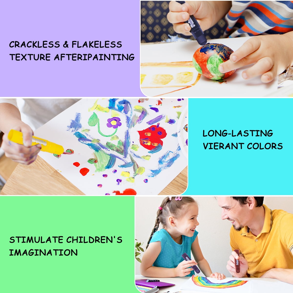12 Colors Tempera Crayon Sticks, Quick Drying, Smooth, Washable Crayon Sticks, Art Supplies for Drawing on Various Objects