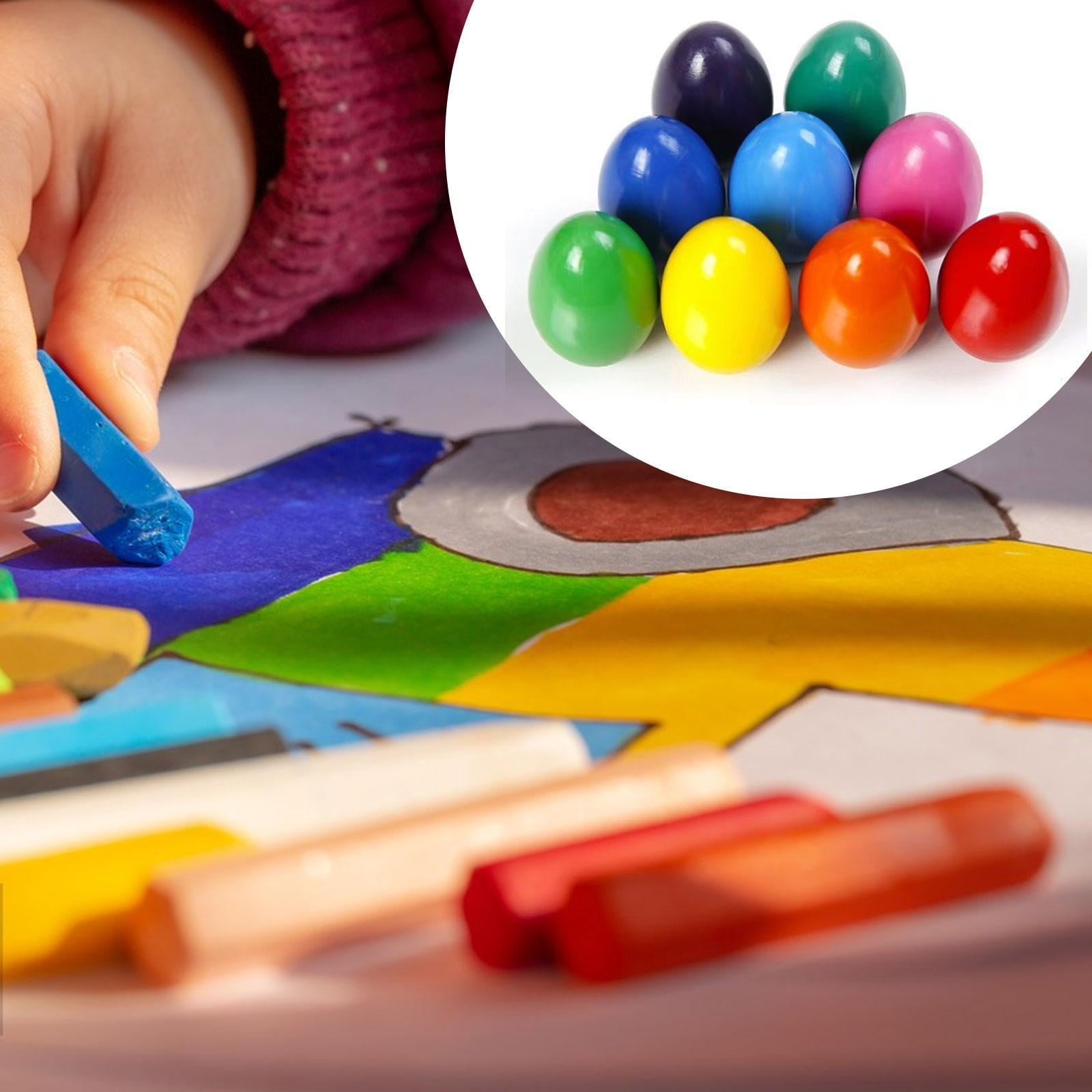 QccHieUs 9 Colors Egg Crayons Easy Grip Easter Gifts Unbreakable for 3+ Easy to Hold Palm
