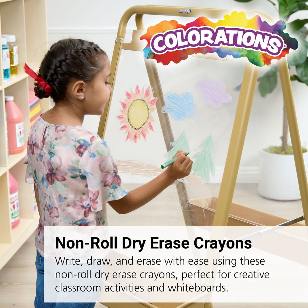 Colorations Non-Roll Dry-Erase Crayon Classroom Value Pack - Set of 96