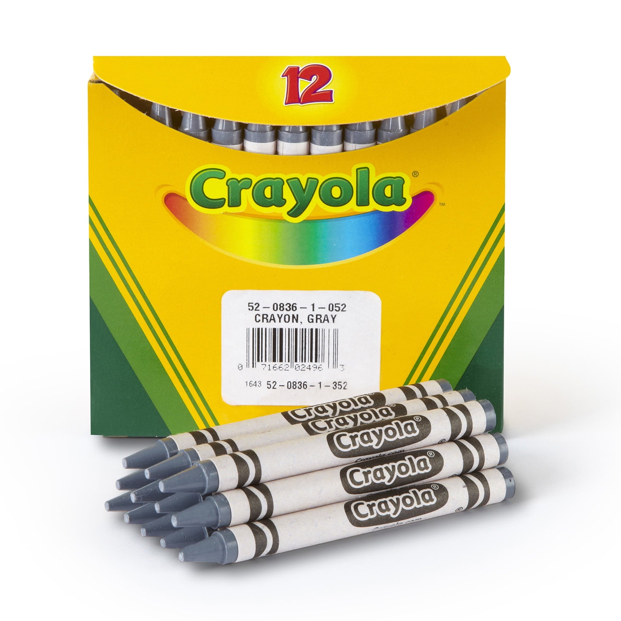 Crayola Bulk Crayons, Regular Size, Gray, 12 Per Pack, 6 Packs