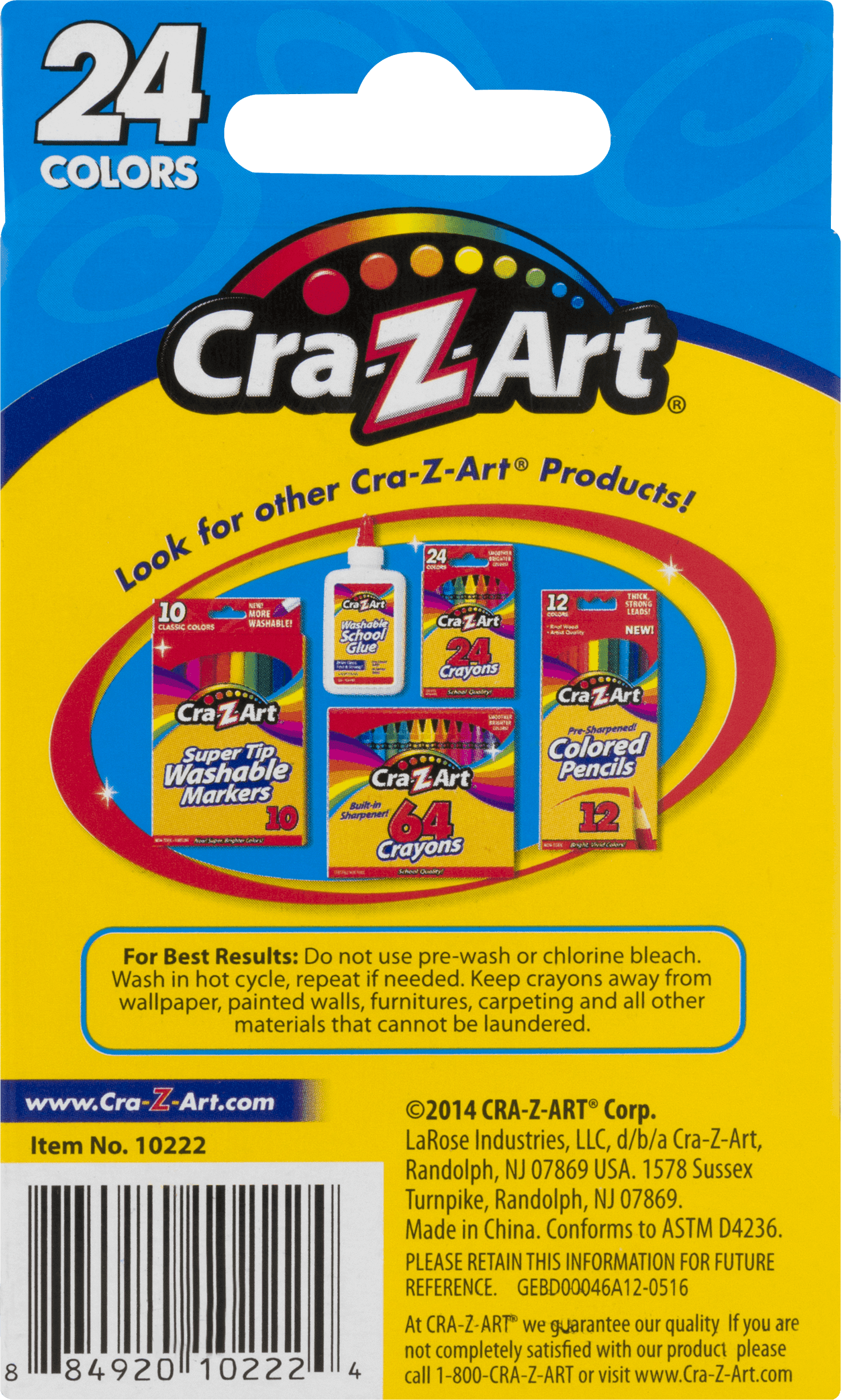 Cra-Z-Art Washable Crayons, 24 Count