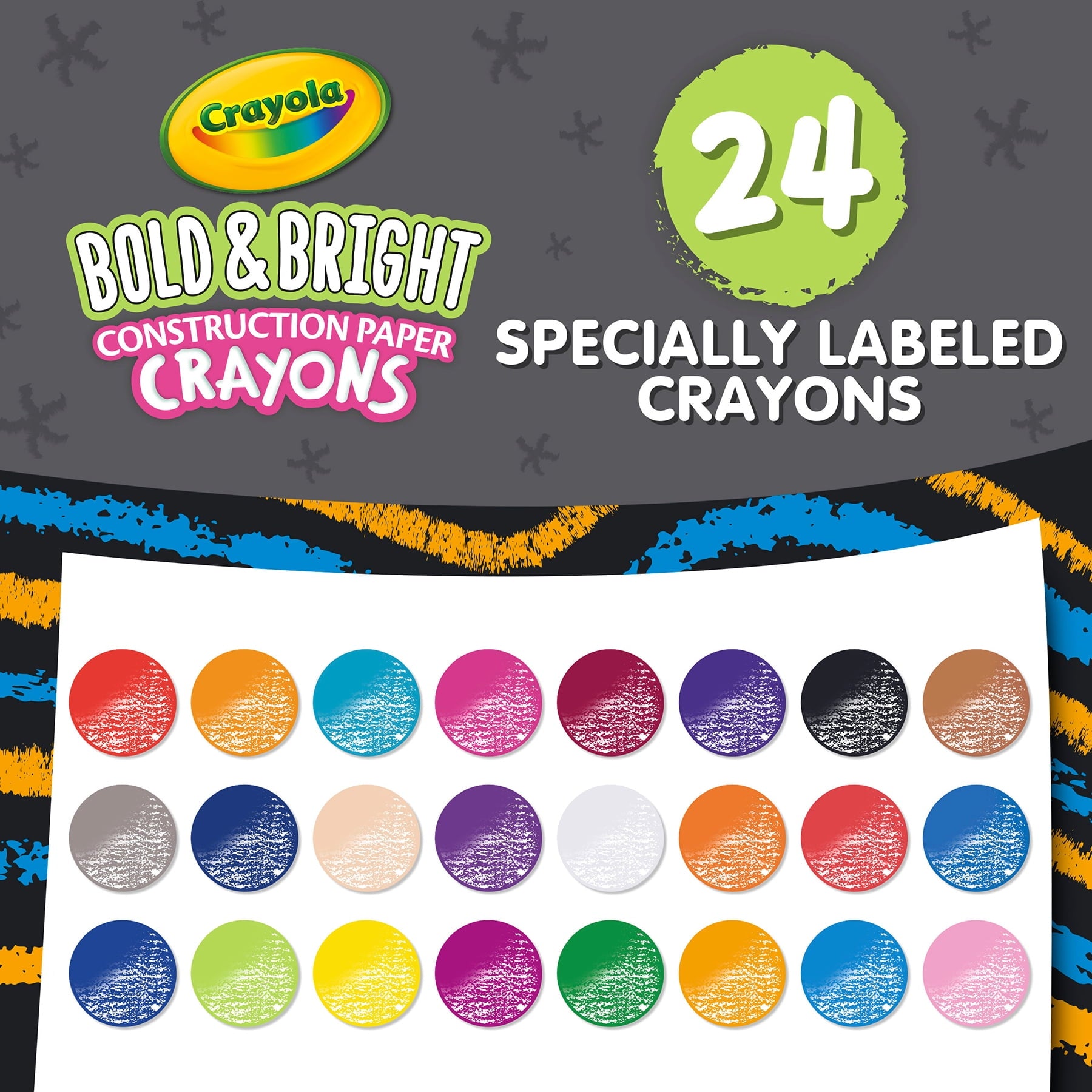 Crayola Bold & Bright Construction Paper Crayons, 24 Per Pack, 6 Packs