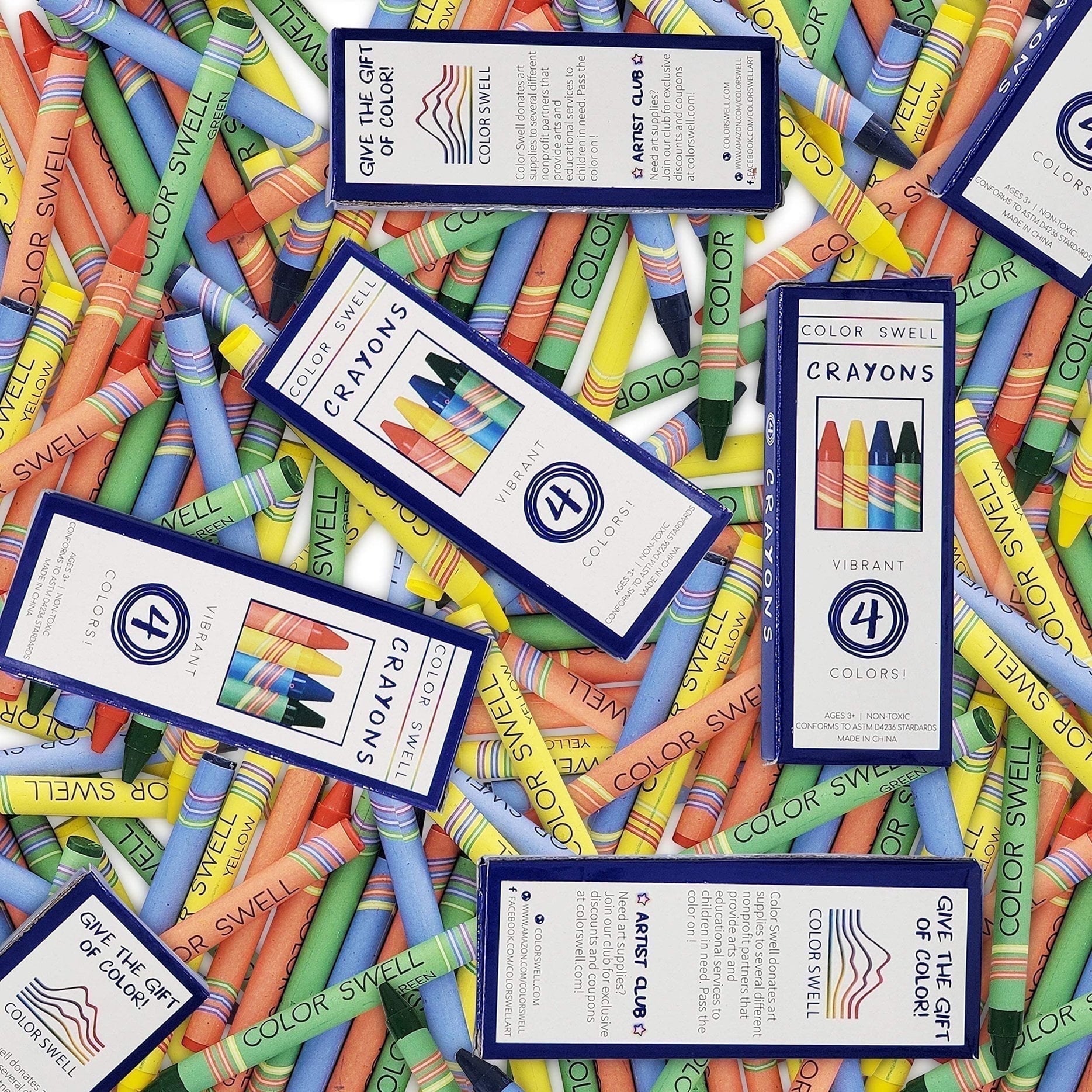 Color Swell Bulk Crayons 4 Packs - Restaurant Crayon Packs - 300 Packs 4 Crayons per Pack 1200 crayons total