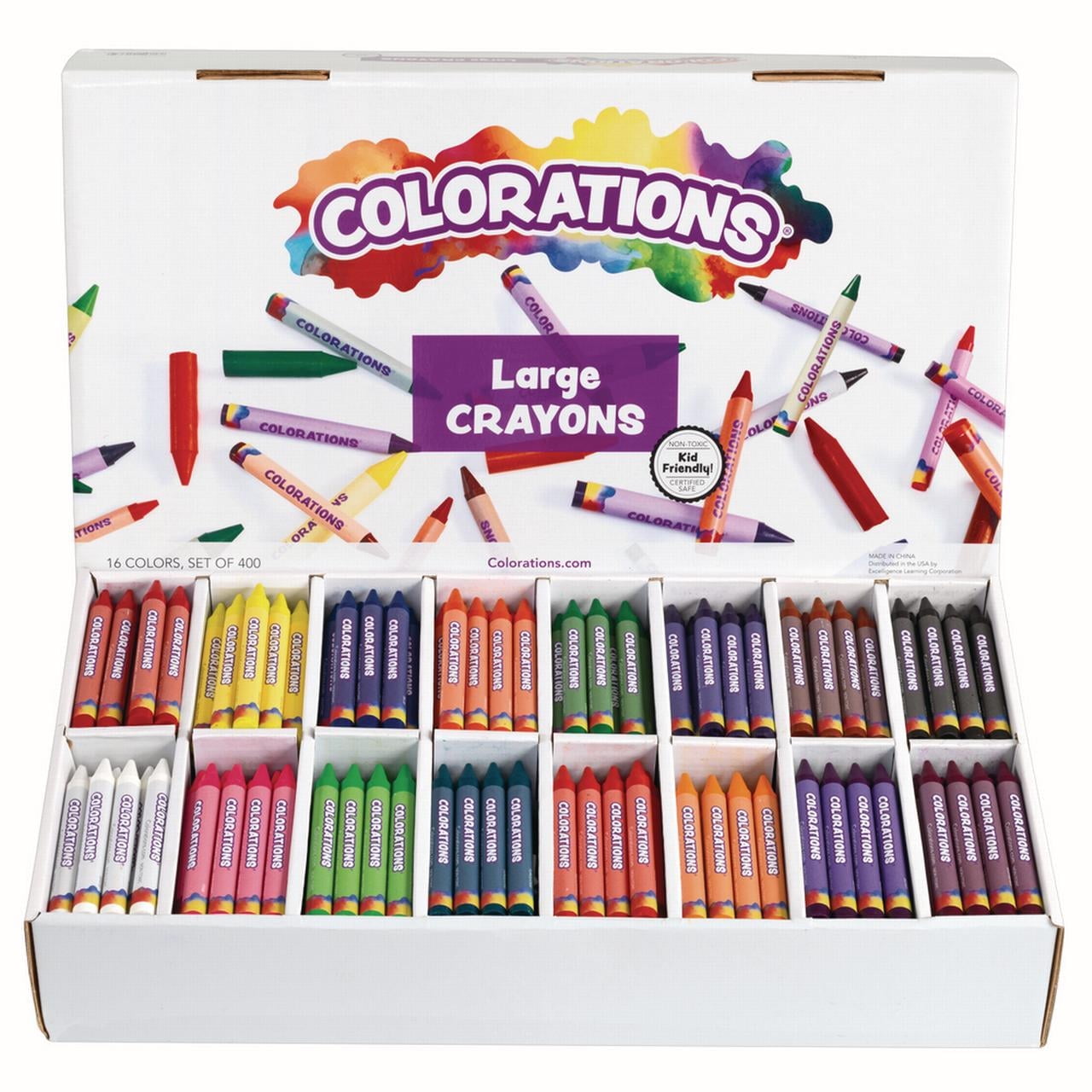 Colorations Large Crayons, 16 Colors, Value Pack - Set of 400