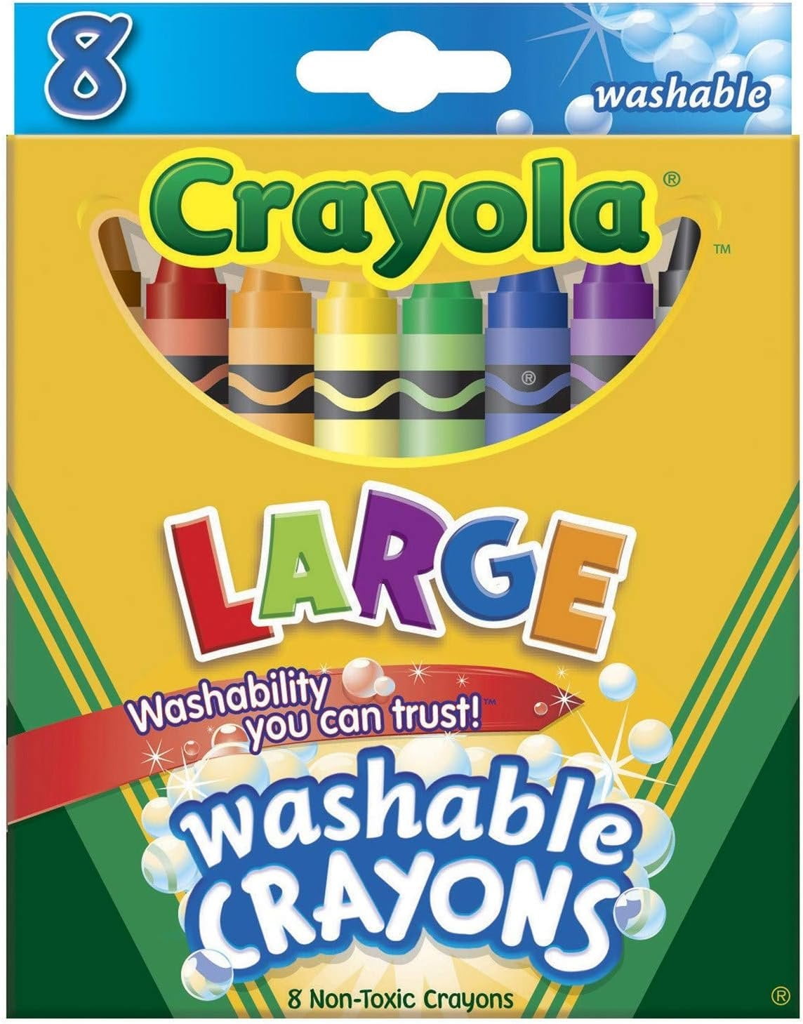 Crayola 52-3280 Large Crayola Washable Crayons 8 Pack