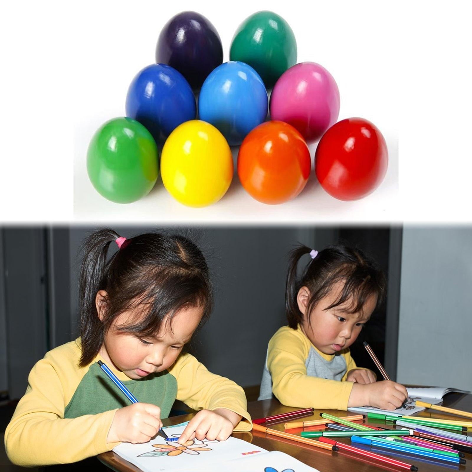 QccHieUs 9 Colors Egg Crayons Easy Grip Easter Gifts Unbreakable for 3+ Easy to Hold Palm
