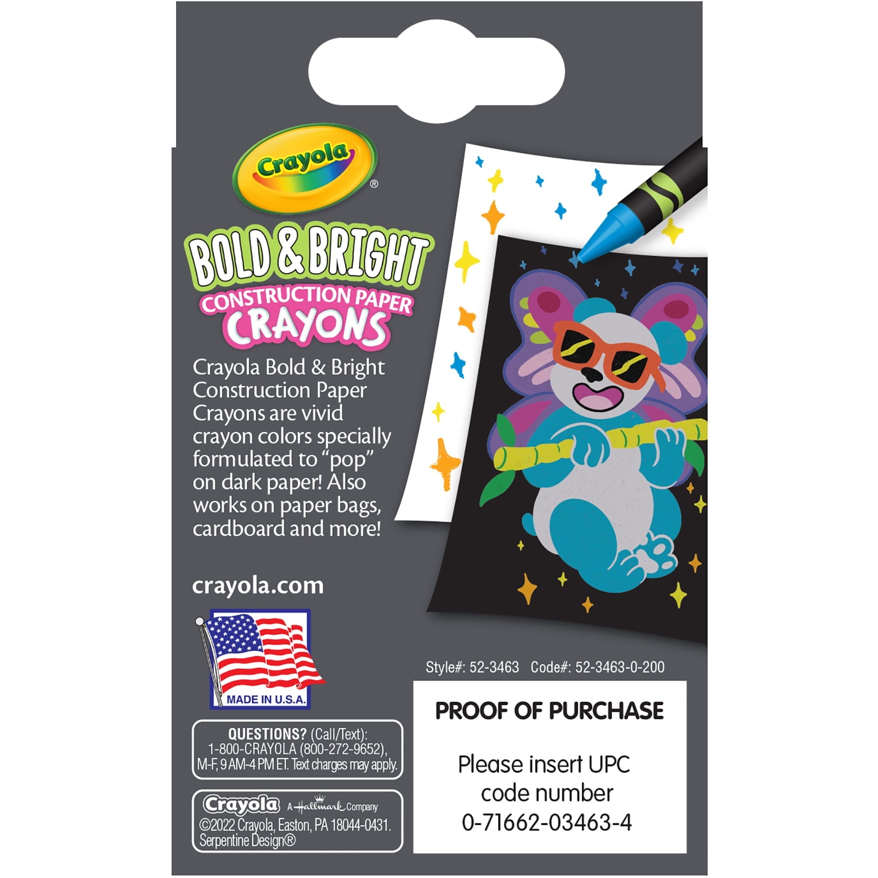 Crayola Bold & Bright Construction Paper Crayons, 24 Per Pack, 6 Packs