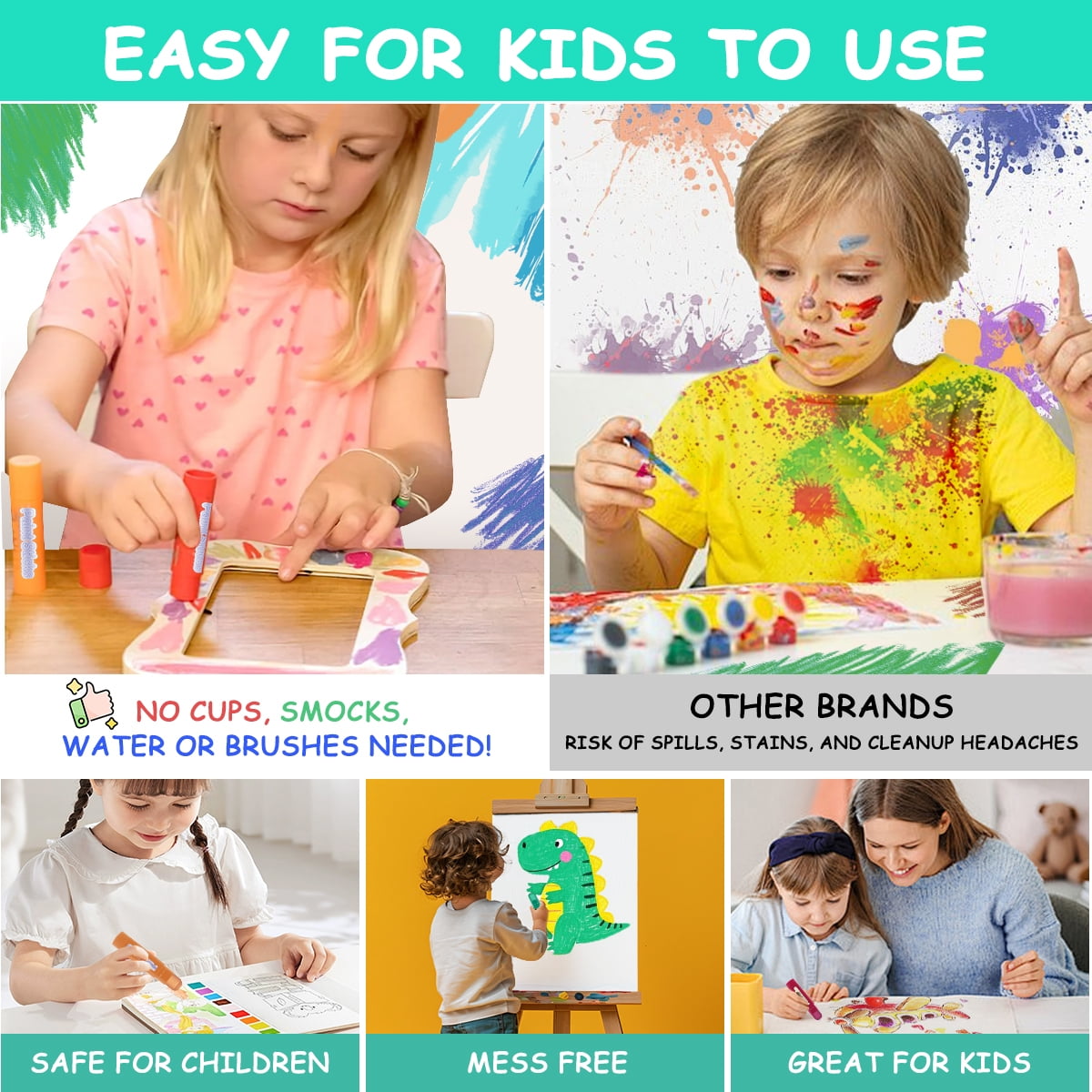 12 Colors Tempera Crayon Sticks, Quick Drying, Smooth, Washable Crayon Sticks, Art Supplies for Drawing on Various Objects