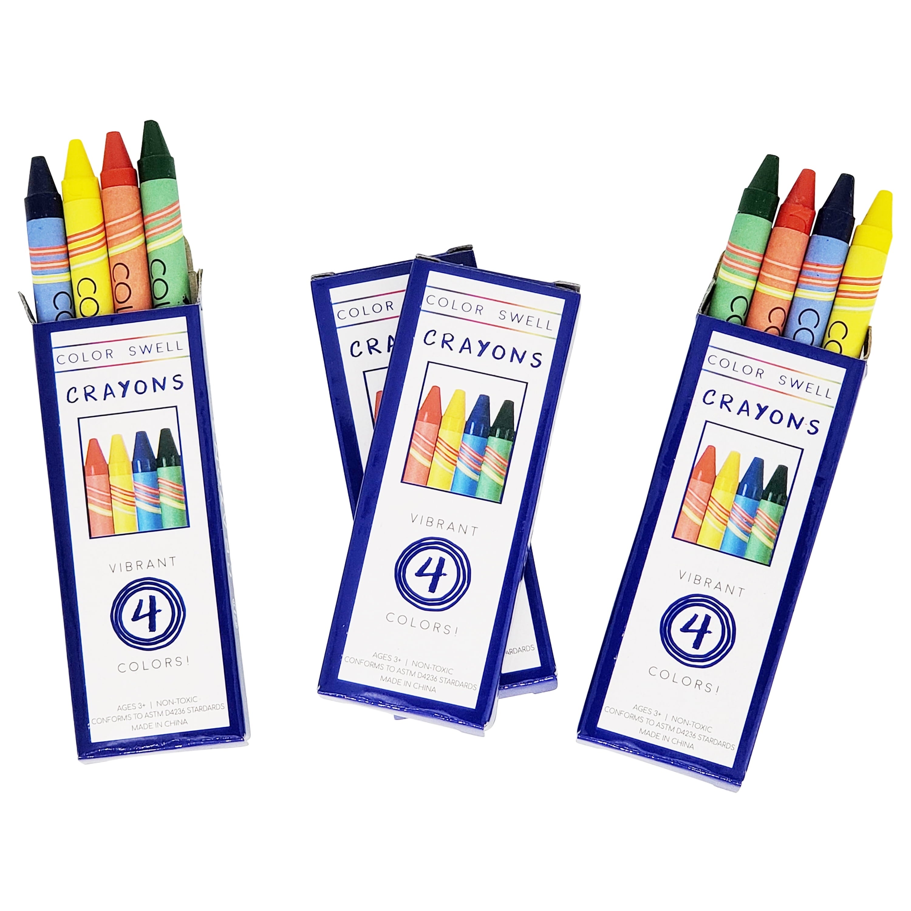 Color Swell Bulk Crayons 4 Packs - Restaurant Crayon Packs - 300 Packs 4 Crayons per Pack 1200 crayons total