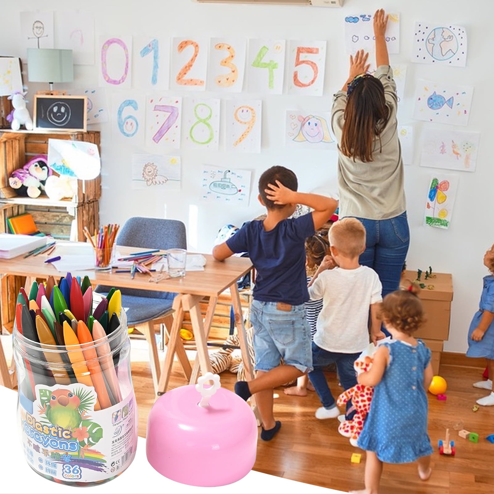 12/24/36 Pcs Crayon Bright Colors Washable Crayons with Ergonomic Grip Fine Motor Skills Easy To Hold Jumbo Crayons