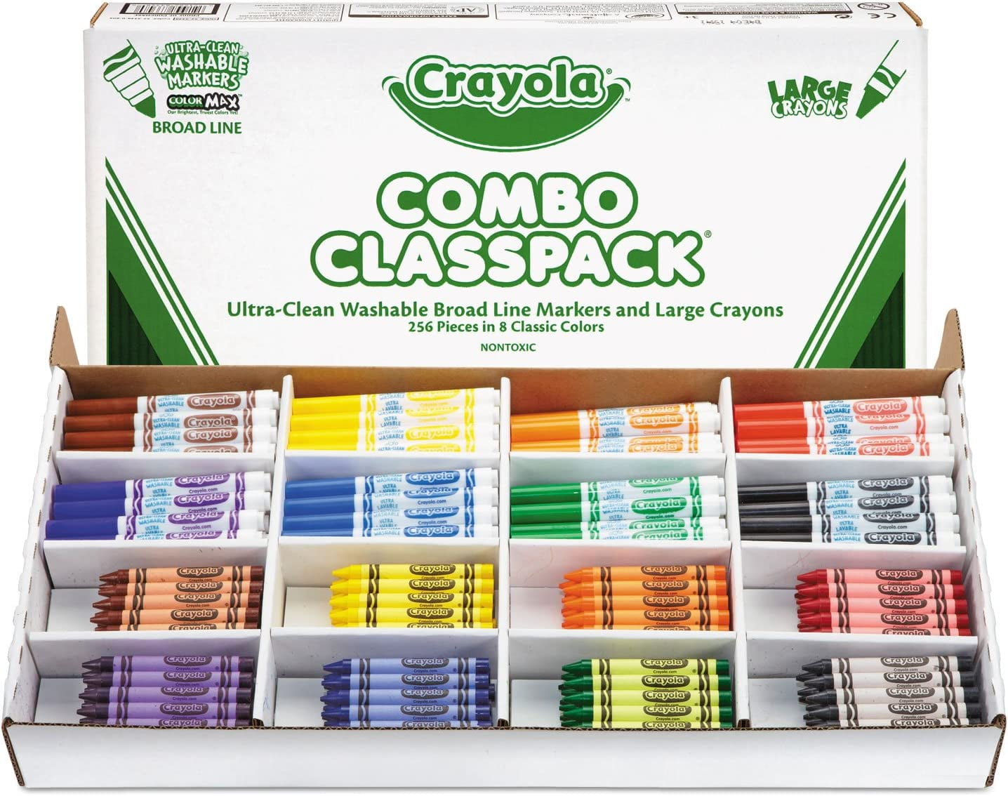 Crayola 523348 Classpack Crayons w/Markers, 8 Colors, 128 Each Crayons/Markers, 256/Box