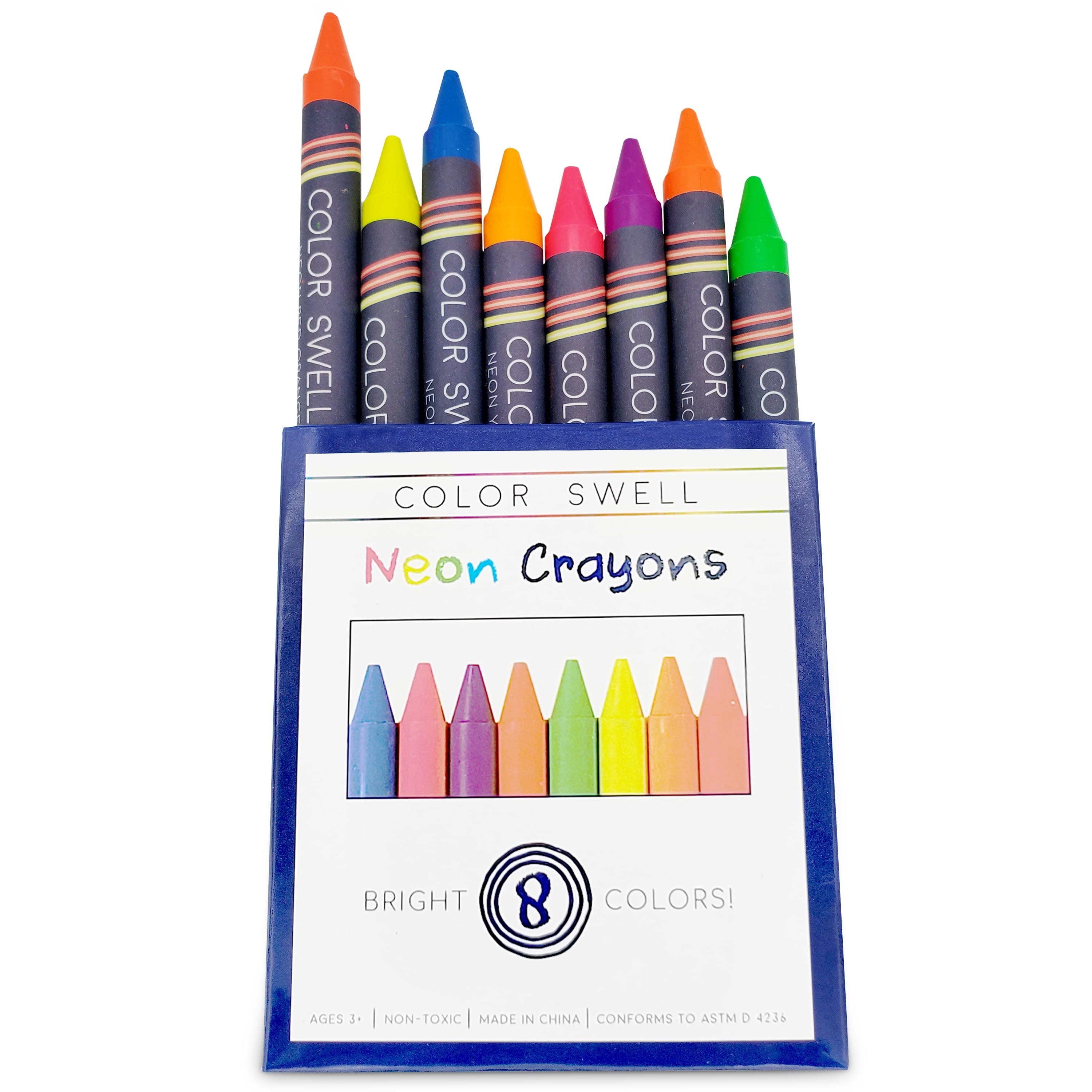 Color Swell Neon Crayon Bulk Packs - 4 Boxes of 8 Large Neon Crayons (32 Total)