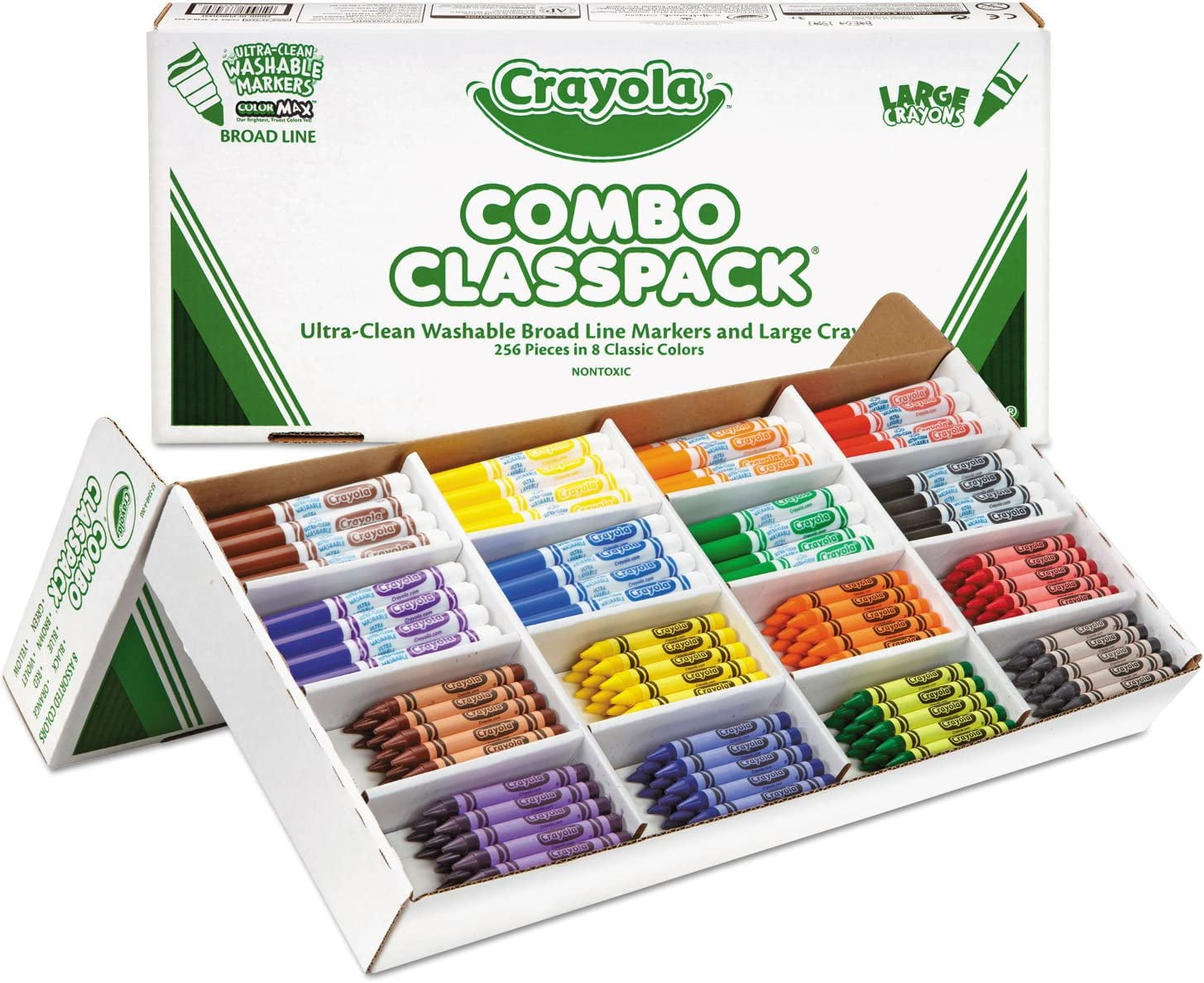 Crayola 523348 Classpack Crayons w/Markers, 8 Colors, 128 Each Crayons/Markers, 256/Box