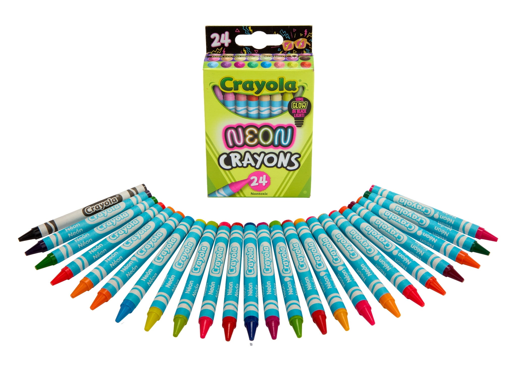 Crayola Neon Crayons for Kids 24 Ct, Includes 16 Glow in the Dark Colors, Kids Art Supplies, Gift for Girls & Boys, Ages 3+