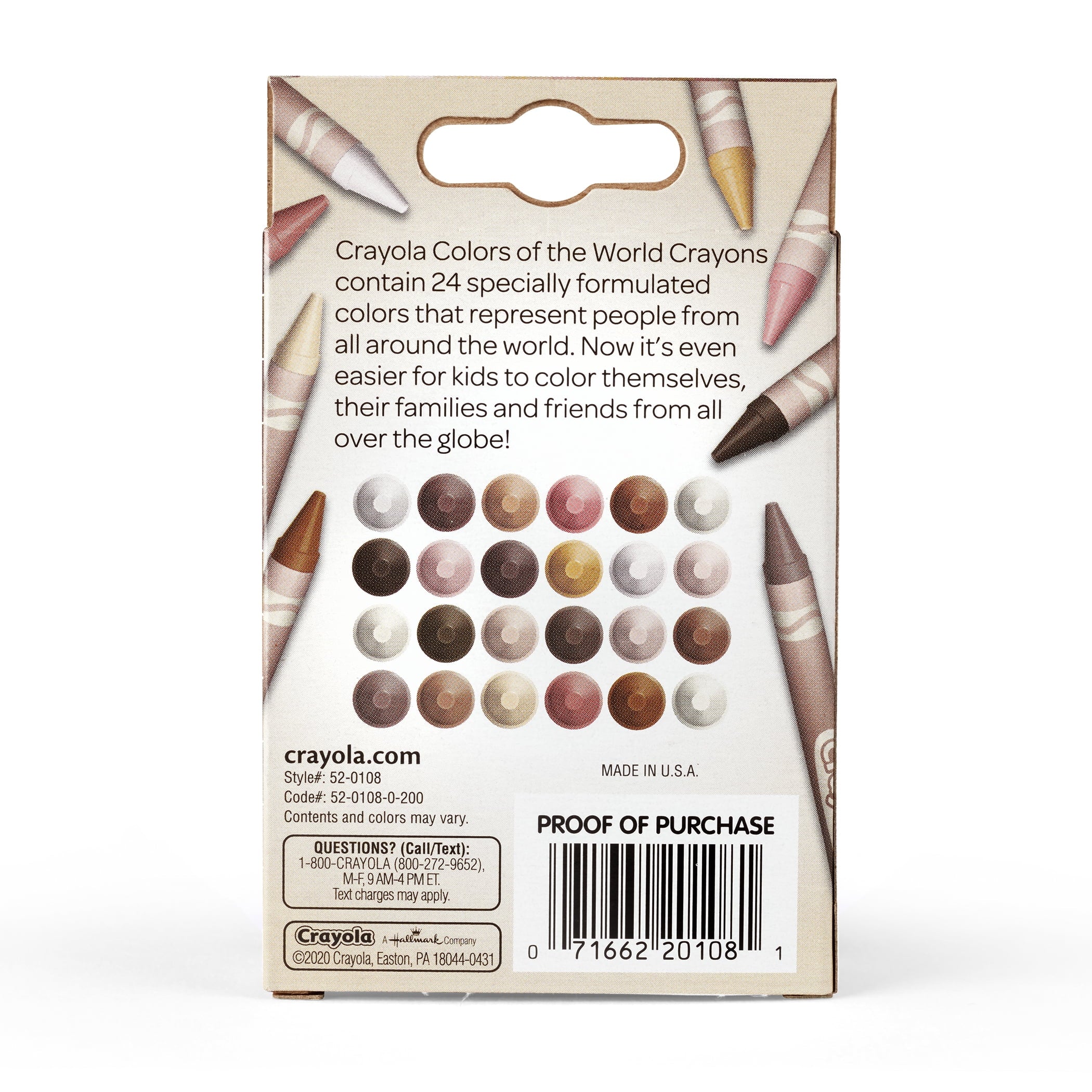 Colors of the World Crayons, 24 Colors | Bundle of 5 Packs
