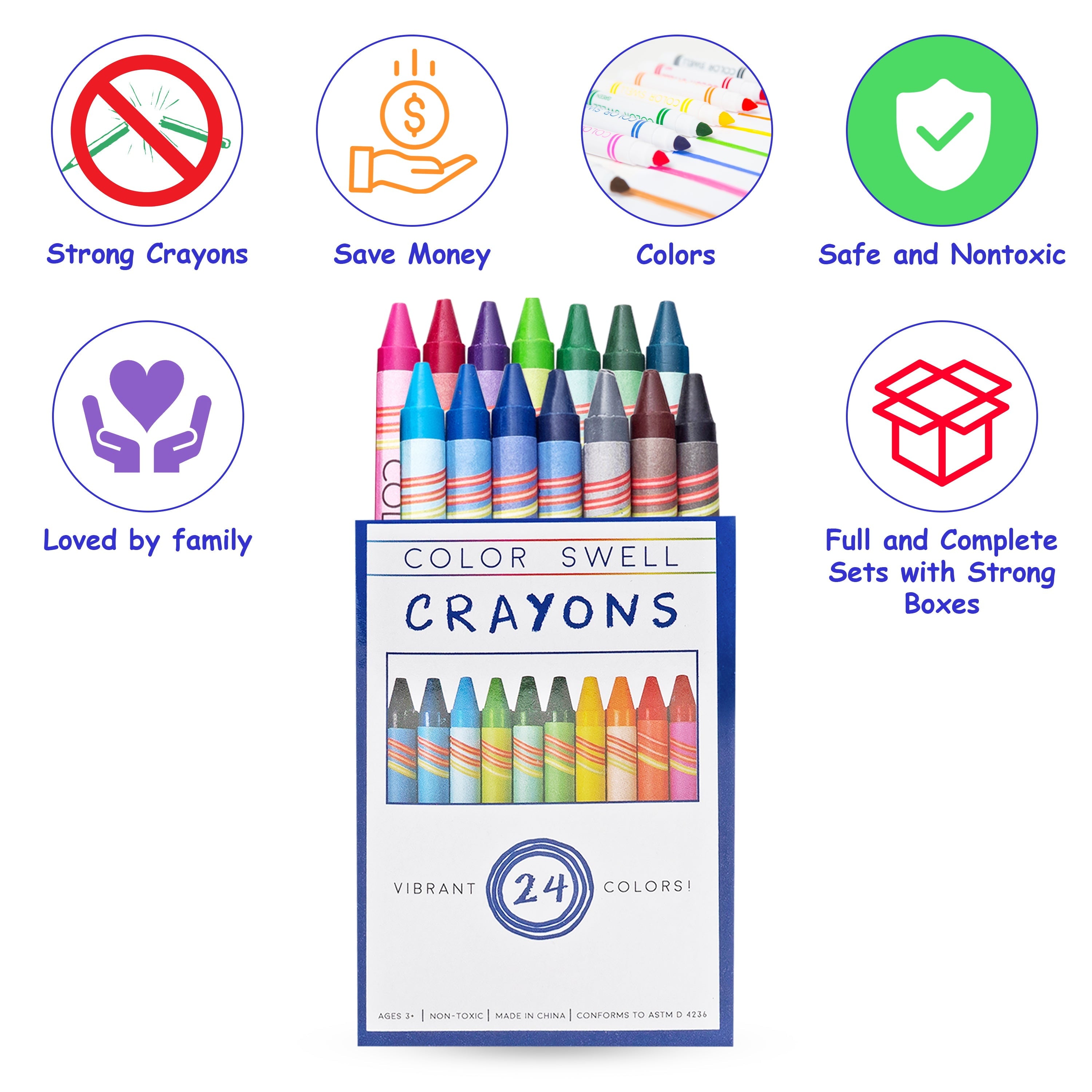 Color Swell Bulk Crayons, 36 Packs of 24 Count (864 Total)
