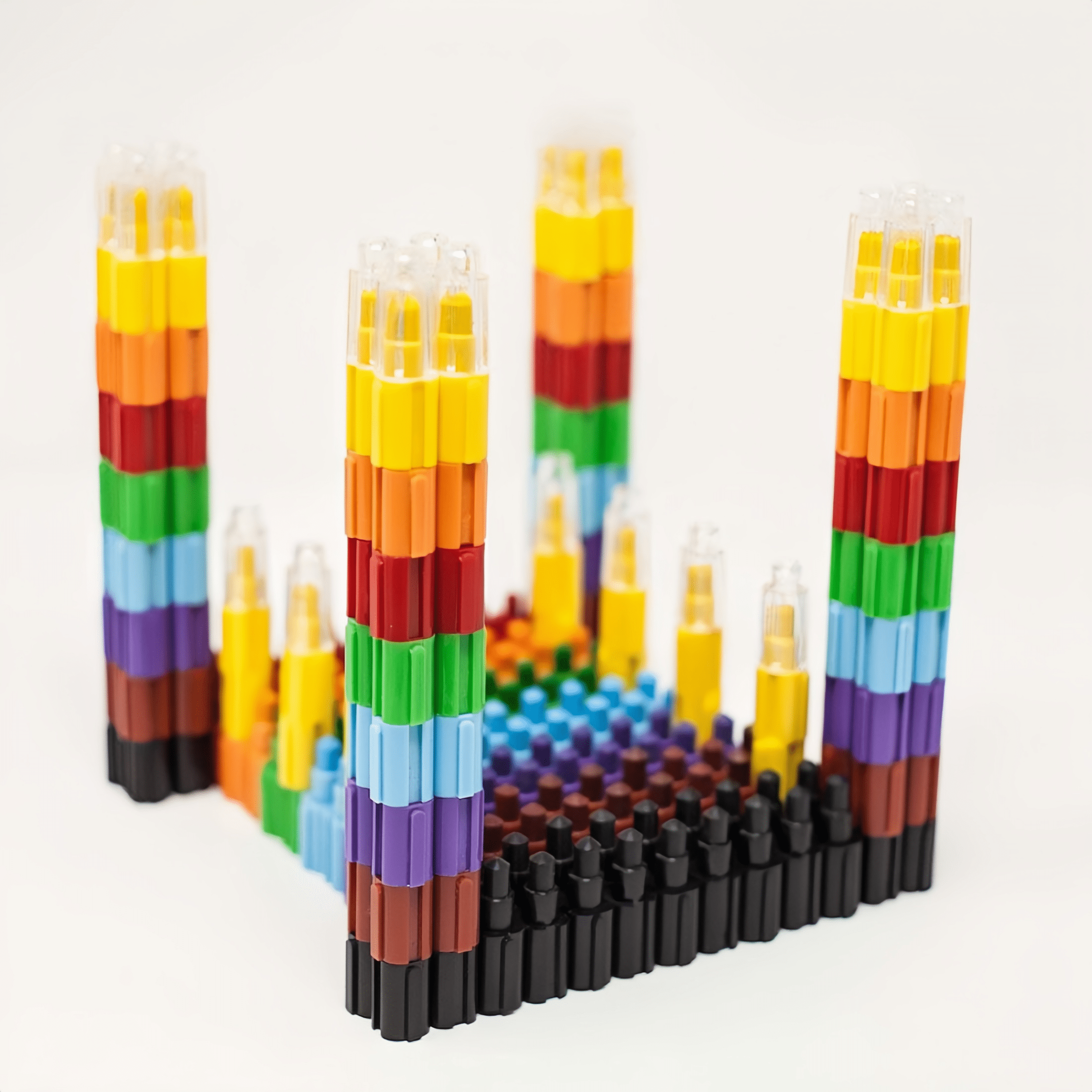 12 Pcs Colorful Stacking Crayons Stackable Buildable Silky Crayons, 8 Colors