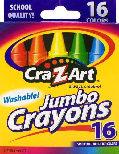 Cra-Z-Art Washable Jumbo Crayons16-Count Assorted Colors Packaging May Vary