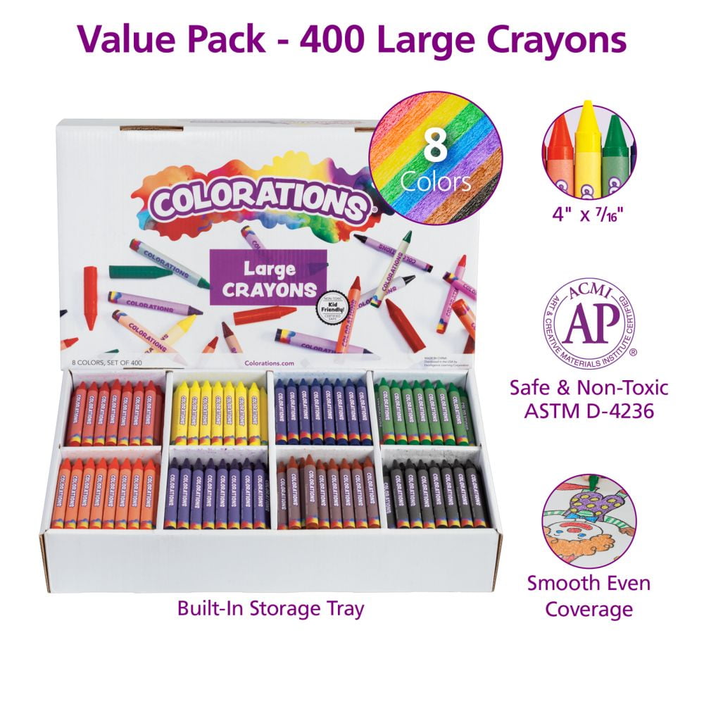 Colorations Large Crayons, 16 Colors, Value Pack - Set of 400