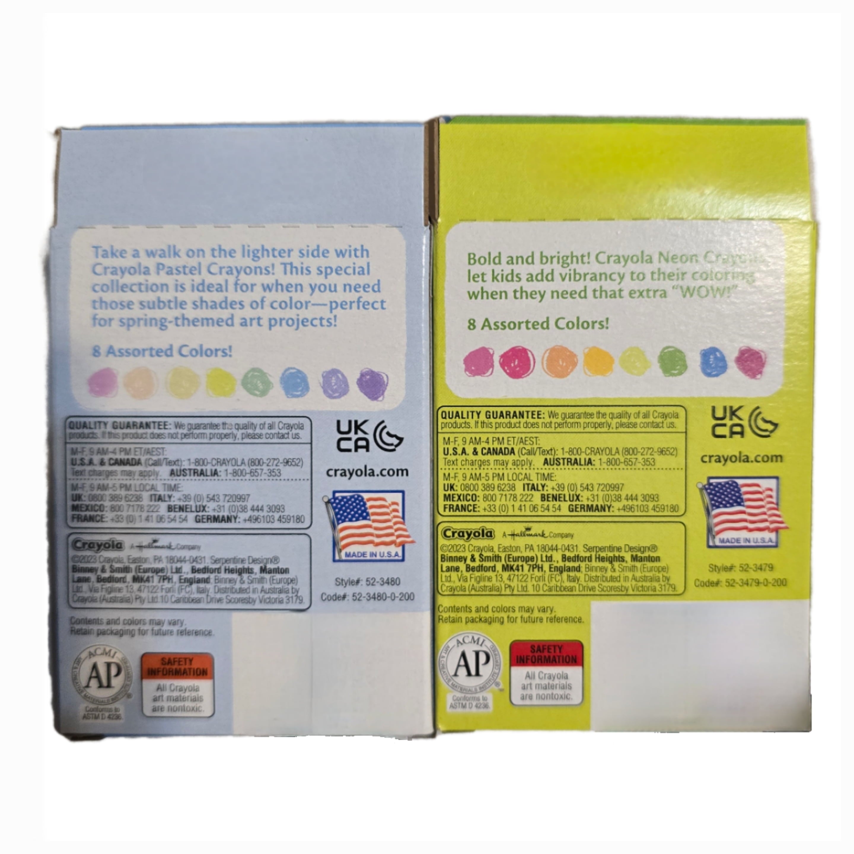 Bundle of Limited Edition Crayola Crayons - Neon & Pastel - 8 Pack Each - 16 Crayons Total