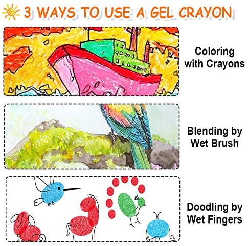 48 Colors Gel Crayons, Shuttle Art Non-Toxic Twistable Crayons Set with 1 Brush and Foldable Case for Coloring, Crayon-Pastel-Watercolor Effect, Ideal for Paper