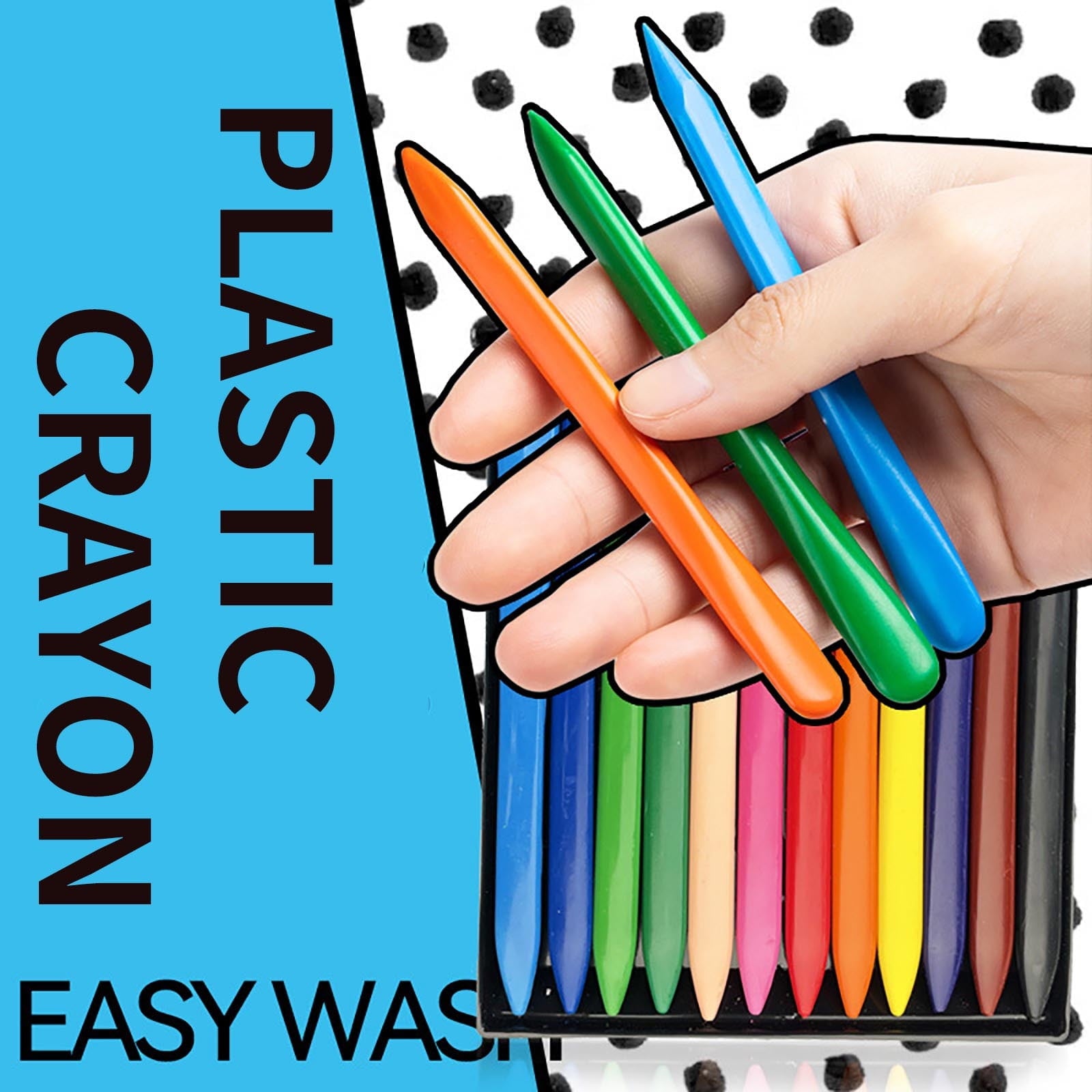 36-Color Triangular Plastic Crayons - Non-Toxic Washable Crayons, No-Mess Hands Safe Painting Tools, Graffiti Pens for Art & Crafts, 36pcs, Multicolor