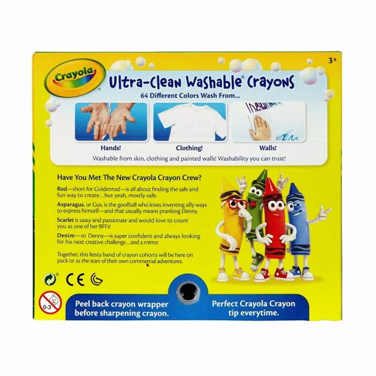 64ct Ultra Clean Washable Crayons: Non-Toxic, Multicolor, Ages 3+
