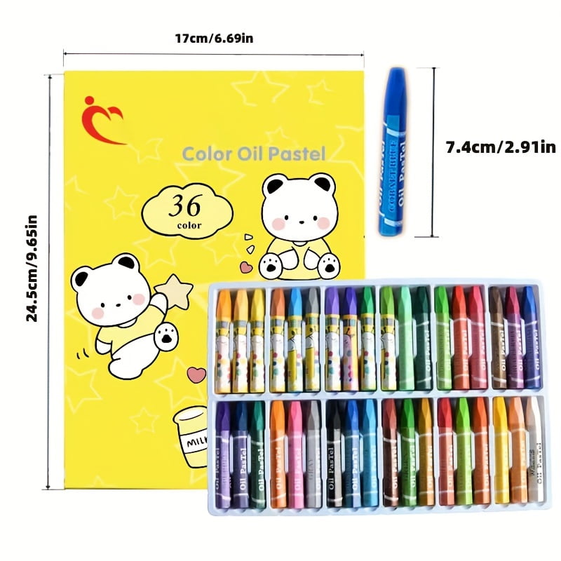 CNKOO 36 Colored Crayons  24/1/12 Colored Hexagonal Oil Pastels With Double-sided Safety And Non-toxicity  Washable Crayons That Don‘t Dirty Hands  Christmas Coloring Gifts ZZZ