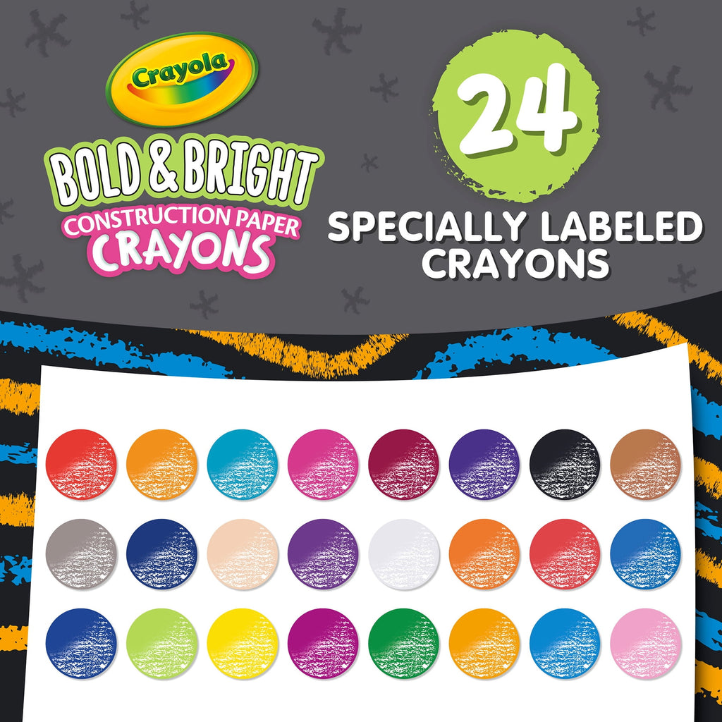 Crayola Bold & Bright Construction Paper Crayons, 24 Per Pack, 6 Packs