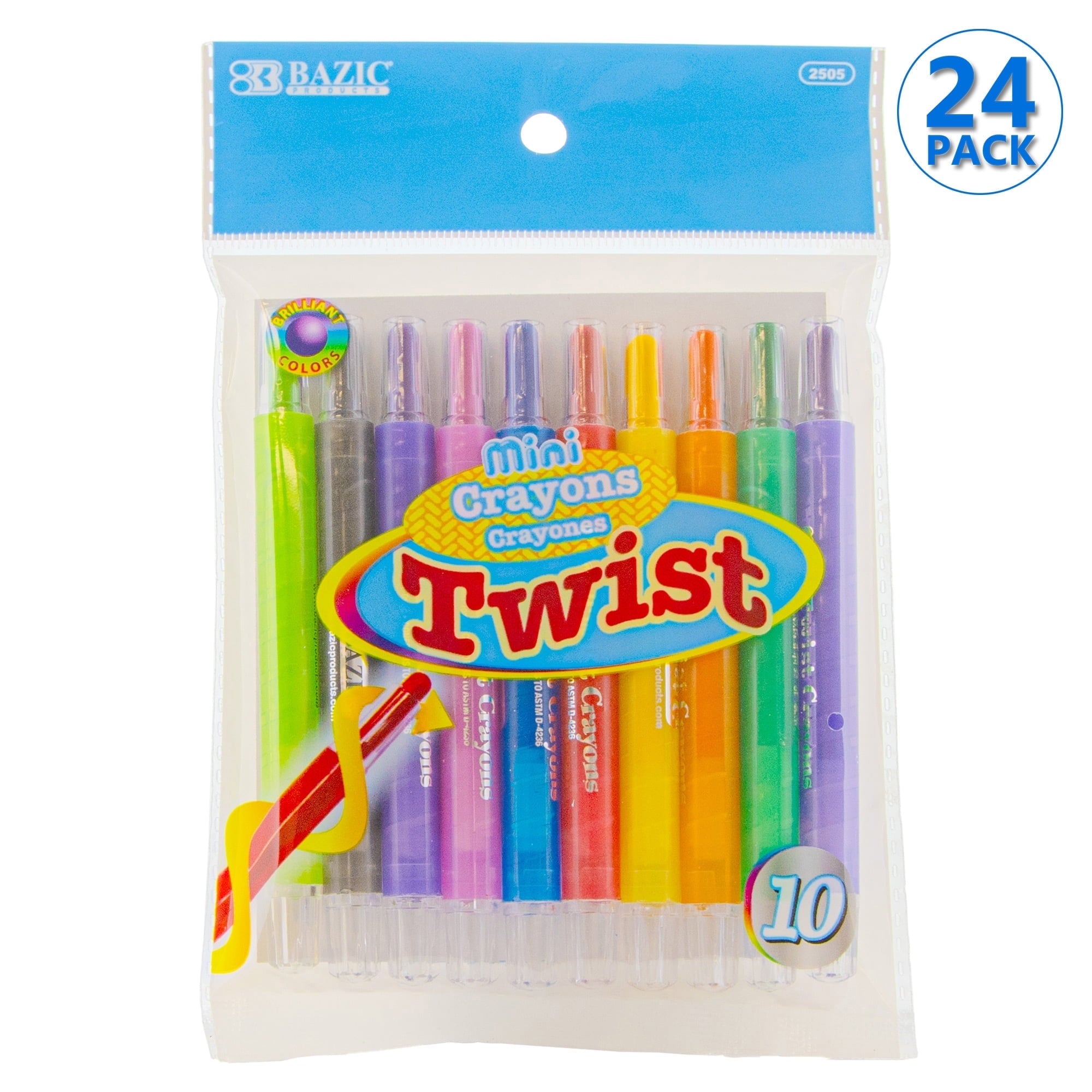 BAZIC 10 Color Mini Propelling Crayons [2505] [2505]
