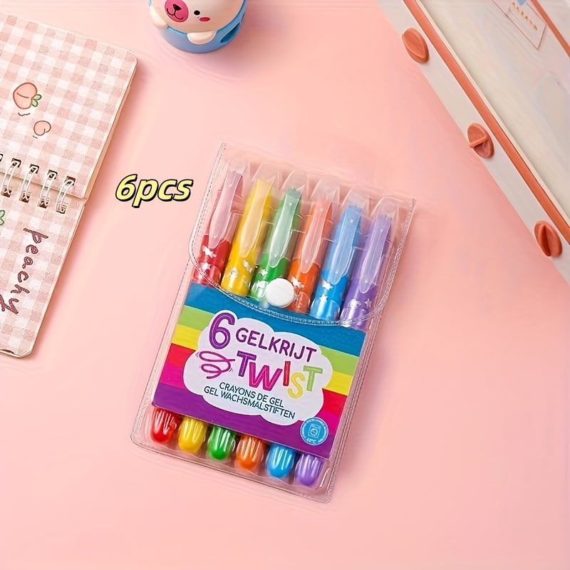 CNKOO 6/10pcs Colorful Gel Crayons Set Non-Toxic Twistable Washable Silky Crayons Art Supplies for Coloring Perfect for Paper Crafts Halloween & Christmas Gifts Plastic Material ZZZ