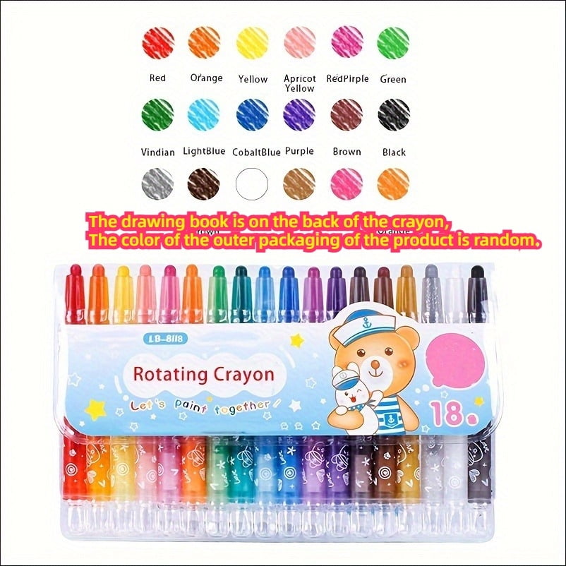 CNKOO Rotating Crayons Set  18 Colors  Non-Toxic  Twistable  No Sharpening  Washable  Suitable for Christmas Gifts ZZZ