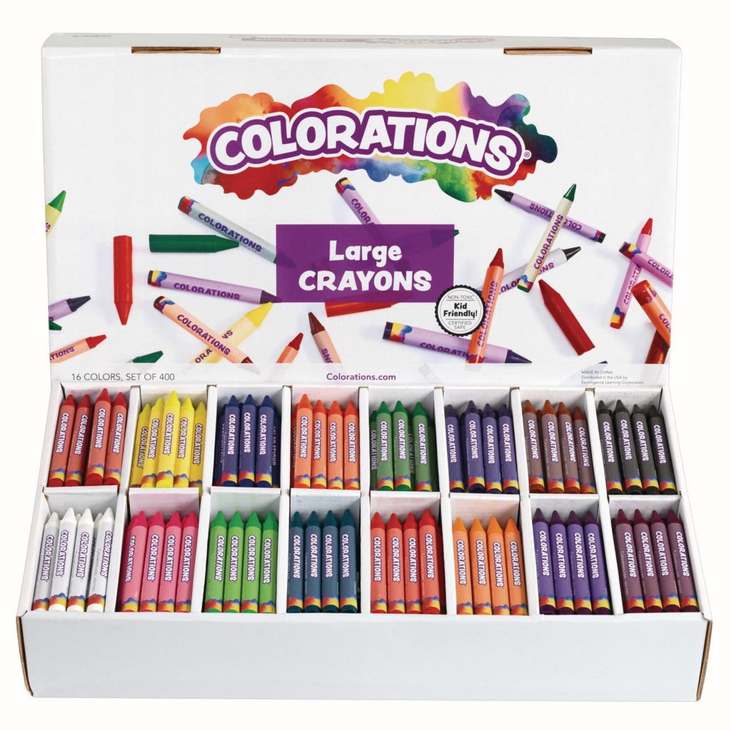 Colorations Large Crayons, 16 Colors, Value Pack - Set of 400