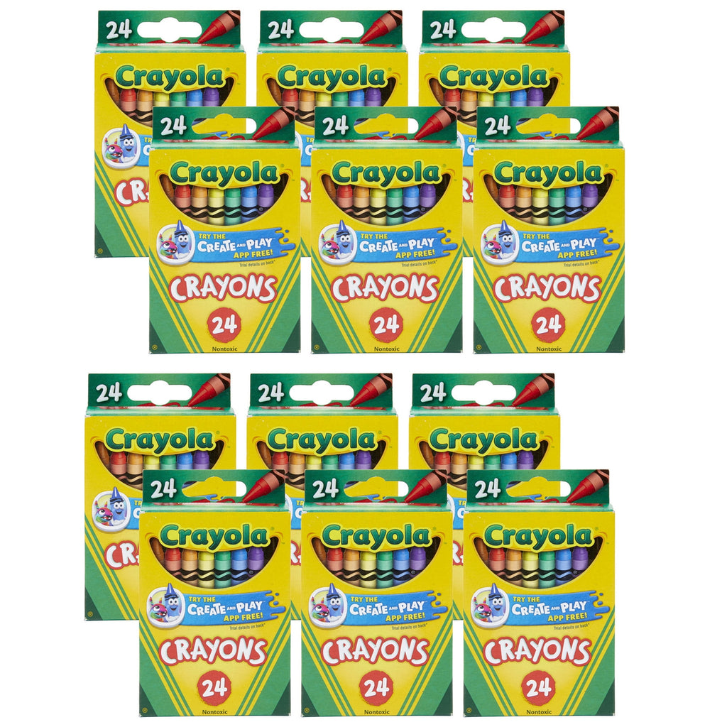 Crayola Classic Assorted Crayons (24 Count) Set of 12 Boxes