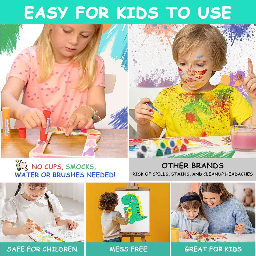 12 Colors Tempera Crayon Sticks, Quick Drying, Smooth, Washable Crayon Sticks, Art Supplies for Drawing on Various Objects