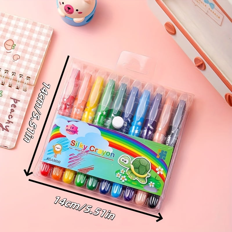 CNKOO 6/10pcs Colorful Gel Crayons Set Non-Toxic Twistable Washable Silky Crayons Art Supplies for Coloring Perfect for Paper Crafts Halloween & Christmas Gifts Plastic Material ZZZ