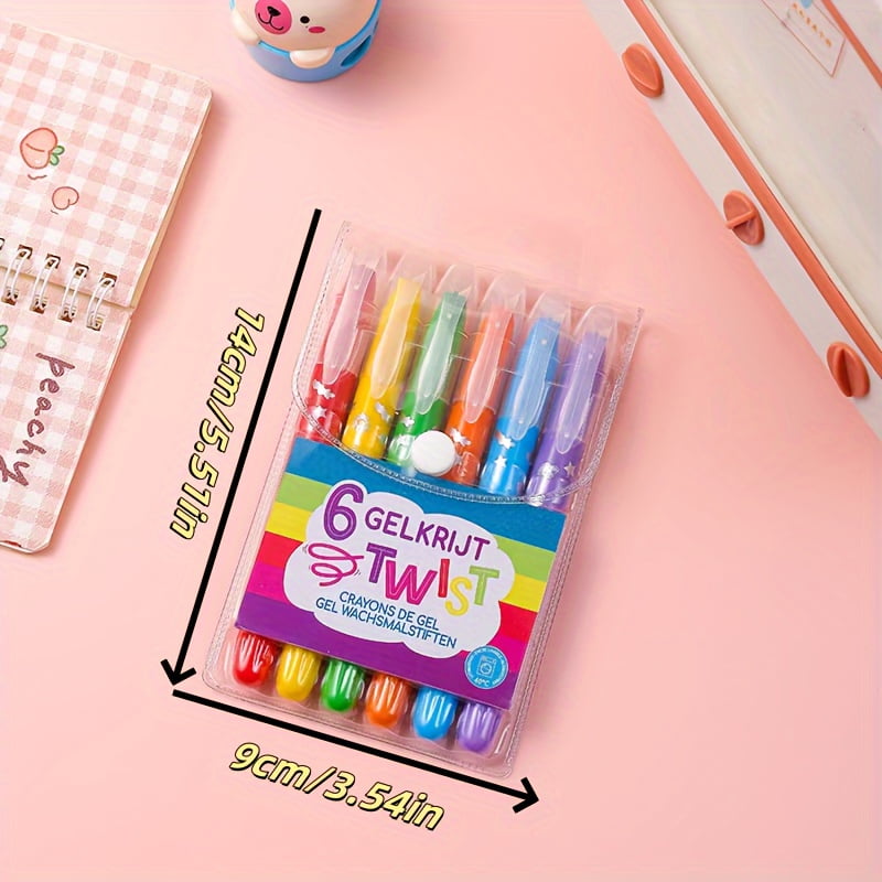 CNKOO 6/10pcs Colorful Gel Crayons Set Non-Toxic Twistable Washable Silky Crayons Art Supplies for Coloring Perfect for Paper Crafts Halloween & Christmas Gifts Plastic Material ZZZ