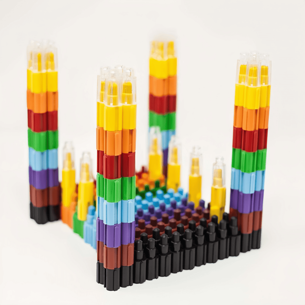 12 Pcs Colorful Stacking Crayons Stackable Buildable Silky Crayons, 8 Colors