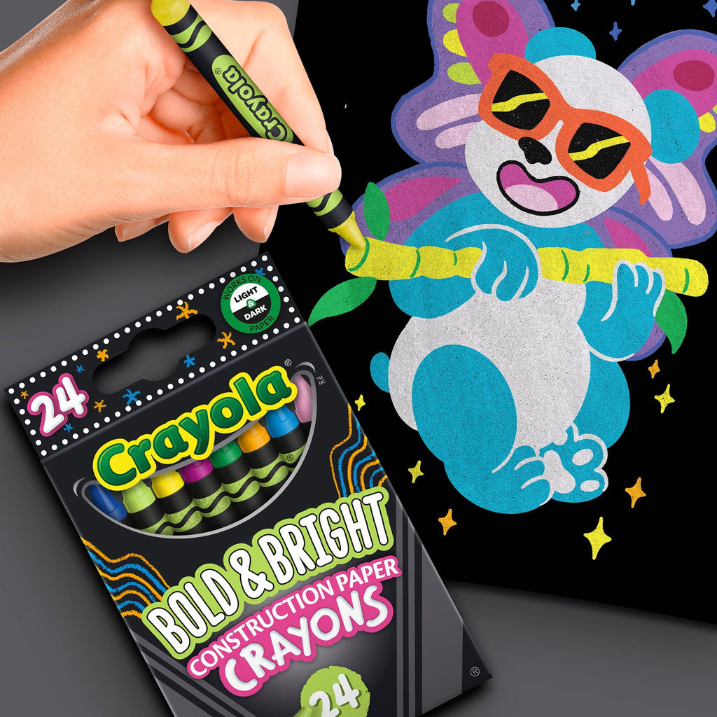Crayola Bold & Bright Construction Paper Crayons, 24 Per Pack, 6 Packs